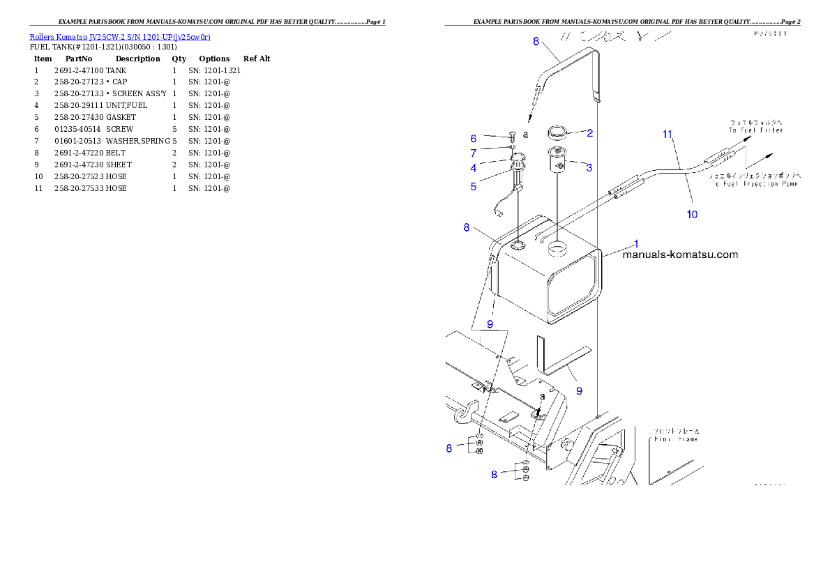 Protected: JV25CW-2 S/N 1201-UP Partsbook
