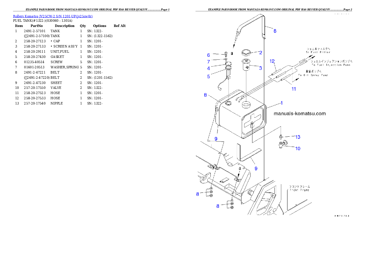 Protected: JV25CW-2 S/N 1201-UP Partsbook