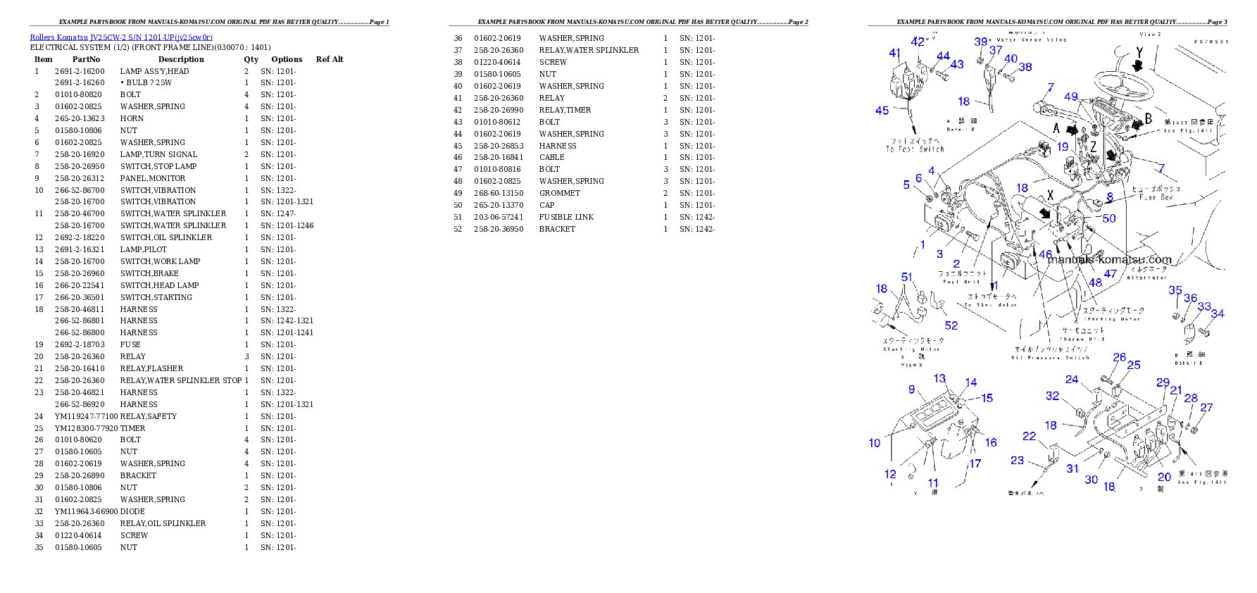 Protected: JV25CW-2 S/N 1201-UP Partsbook