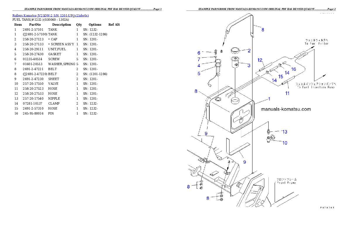 Protected: JV25DW-2 S/N 1201-UP Partsbook