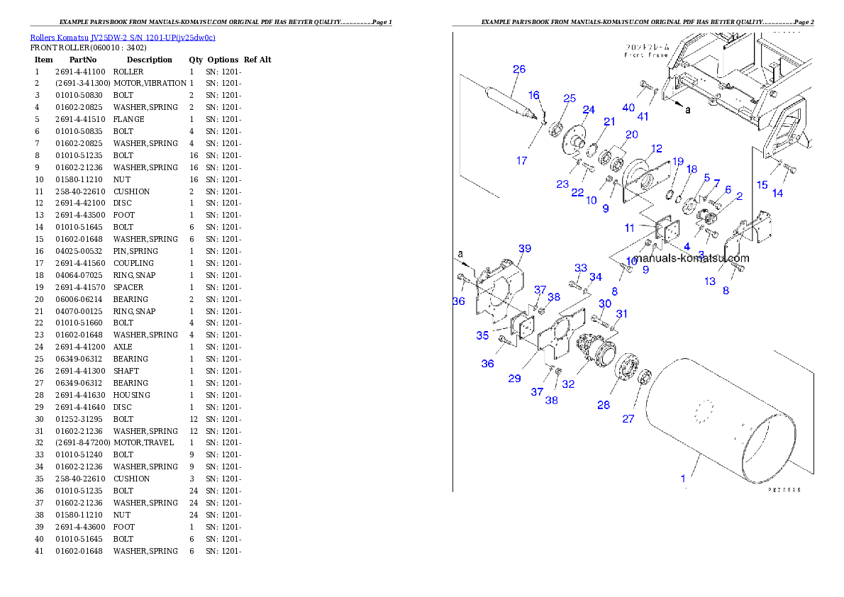 Protected: JV25DW-2 S/N 1201-UP Partsbook