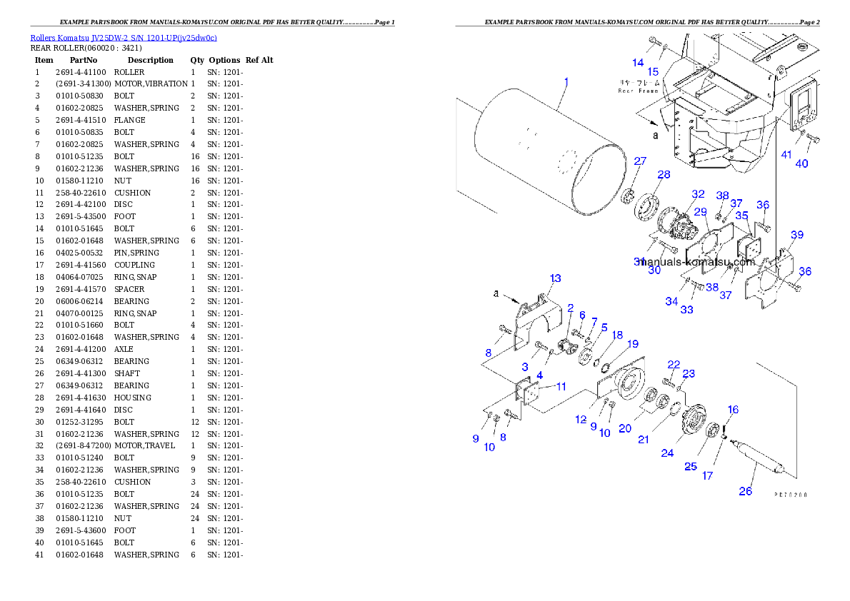 Protected: JV25DW-2 S/N 1201-UP Partsbook