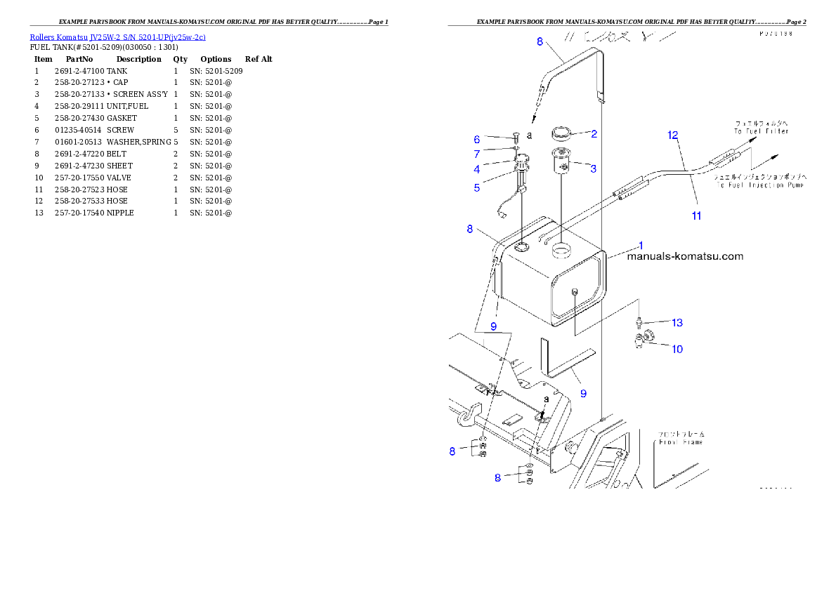 Protected: JV25W-2 S/N 5201-UP Partsbook