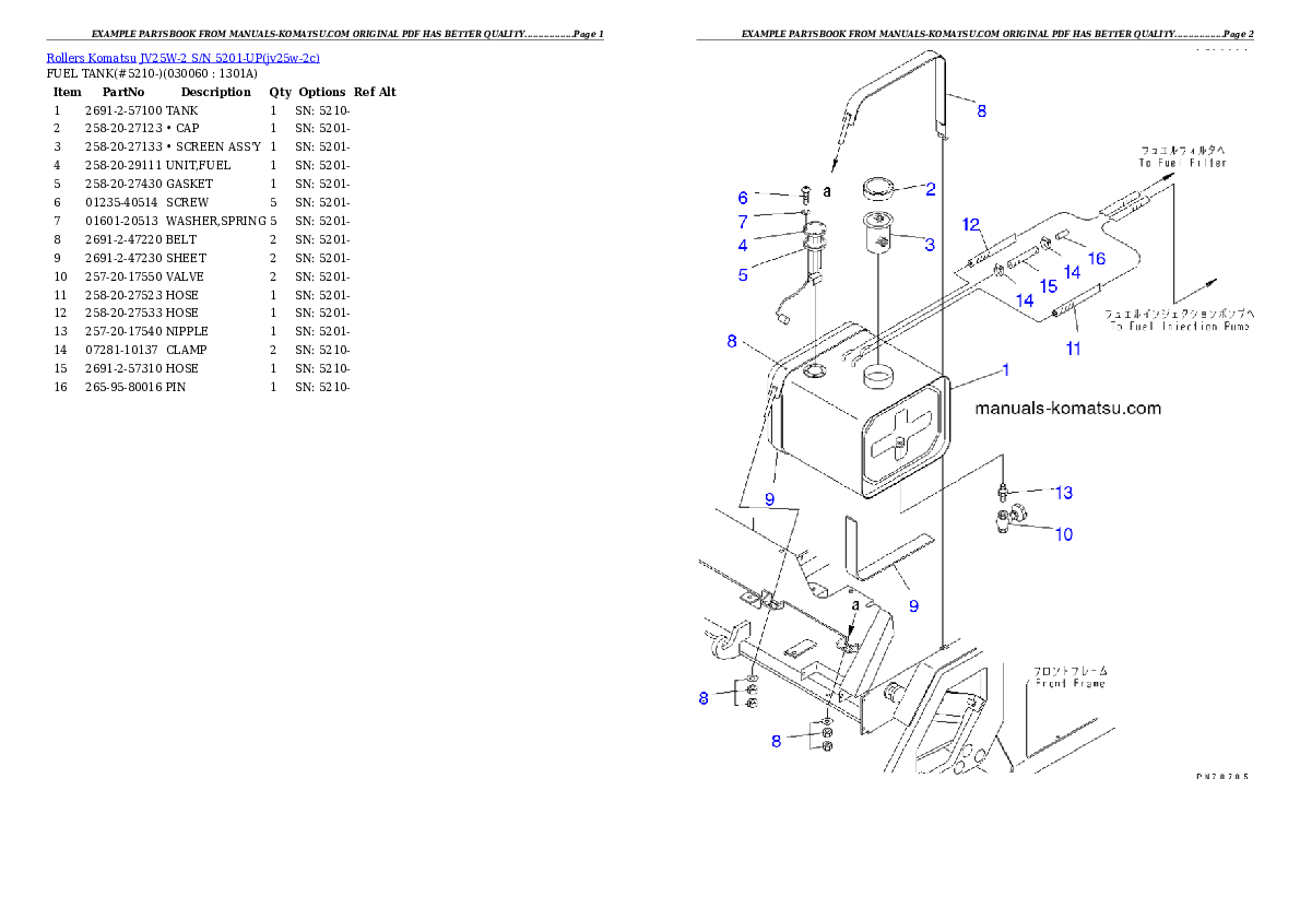 Protected: JV25W-2 S/N 5201-UP Partsbook