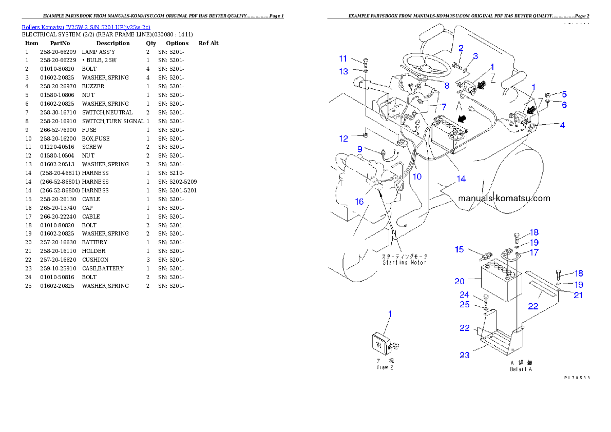 Protected: JV25W-2 S/N 5201-UP Partsbook