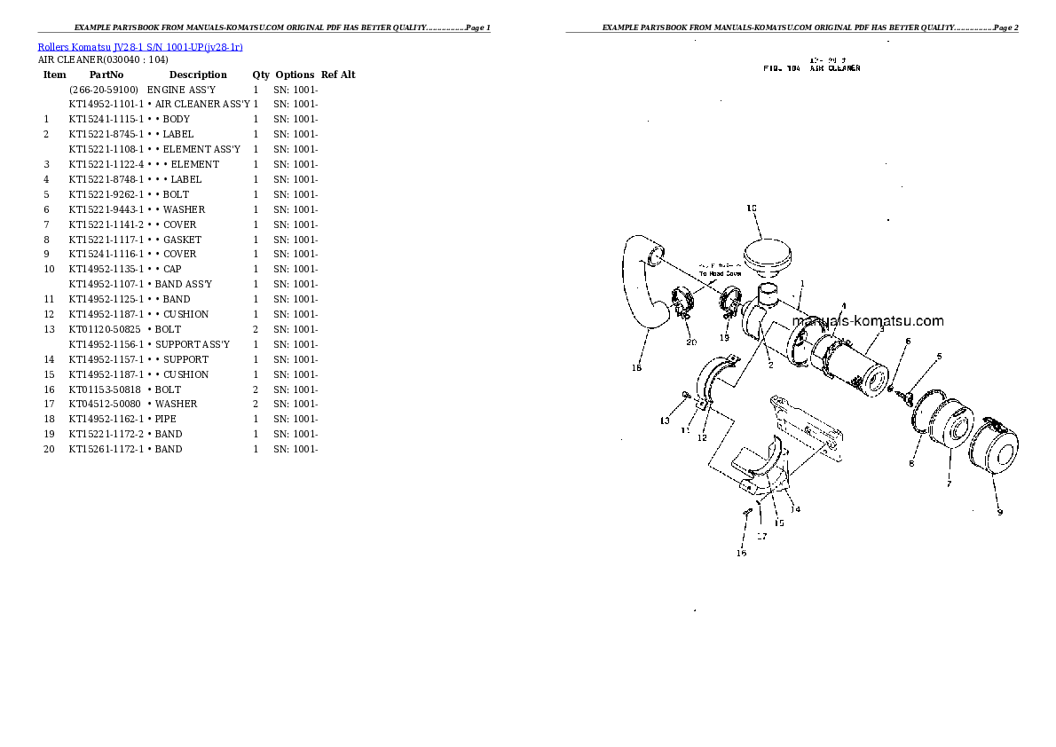Protected: JV28-1 S/N 1001-UP Partsbook
