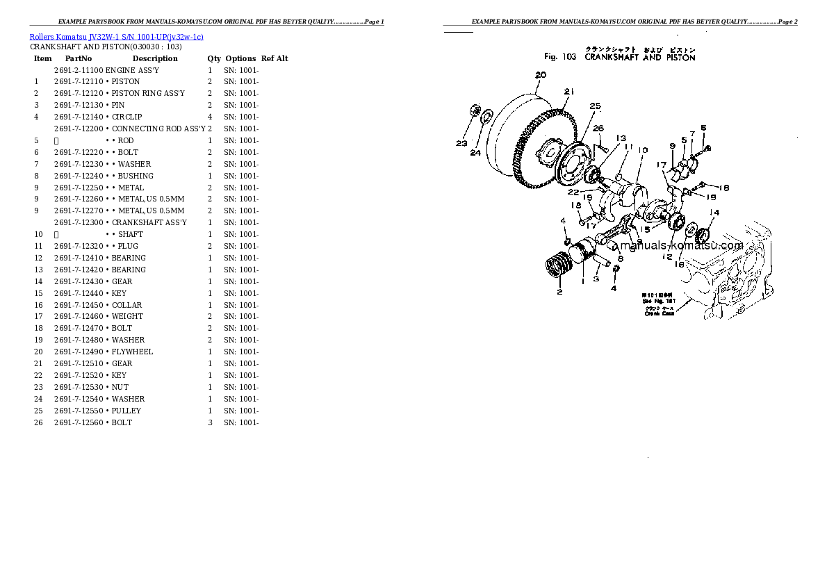 JV32W-1 S/N 1001-UP Partsbook