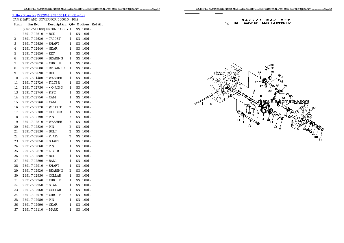 Protected: JV32W-1 S/N 1001-UP Partsbook