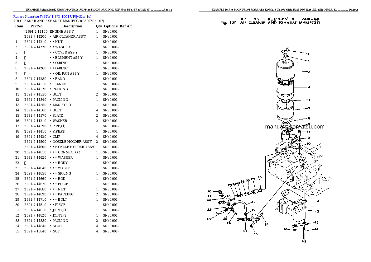 Protected: JV32W-1 S/N 1001-UP Partsbook