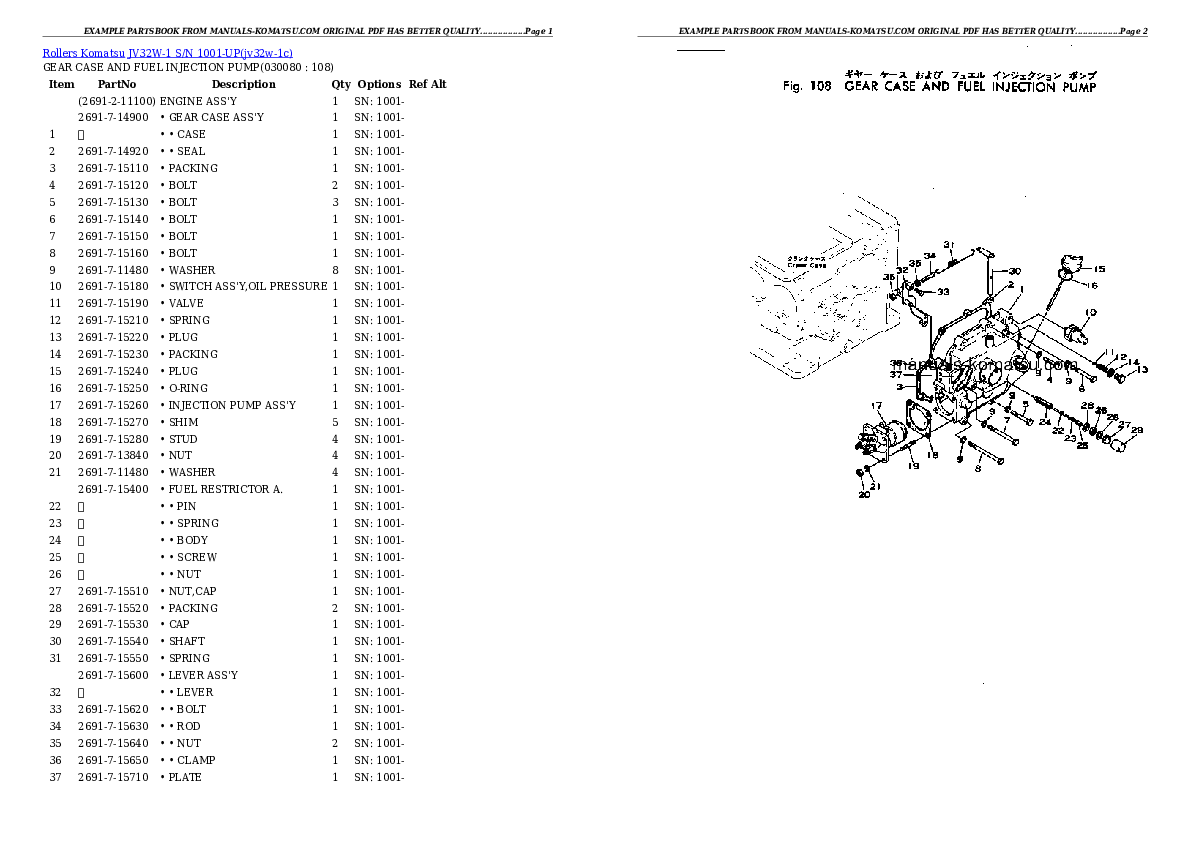 Protected: JV32W-1 S/N 1001-UP Partsbook