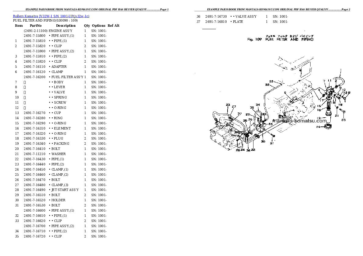 Protected: JV32W-1 S/N 1001-UP Partsbook