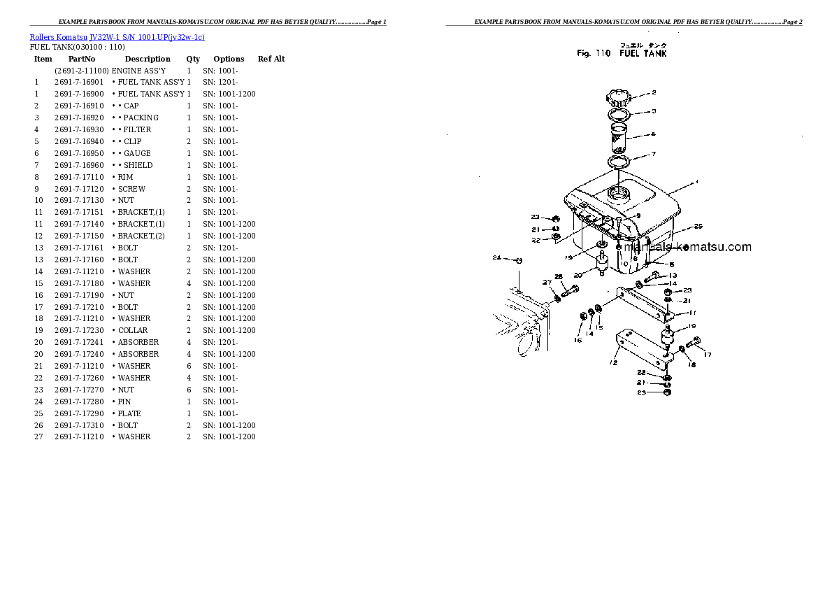 Protected: JV32W-1 S/N 1001-UP Partsbook