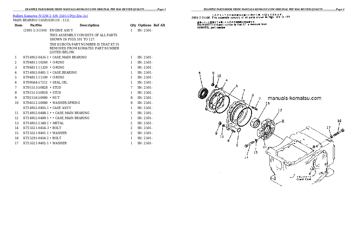 Protected: JV32W-2 S/N 2501-UP Partsbook