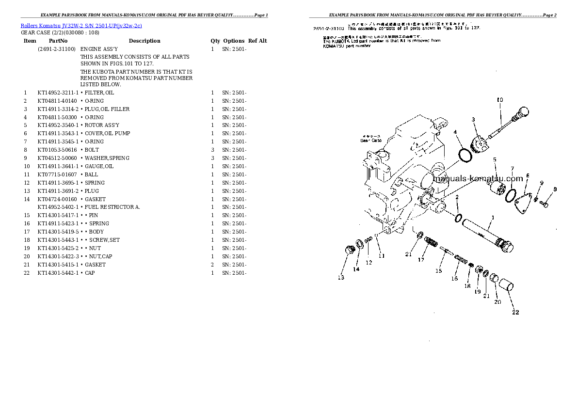 Protected: JV32W-2 S/N 2501-UP Partsbook