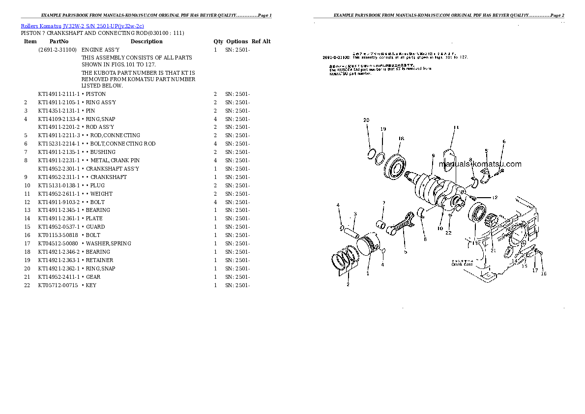 Protected: JV32W-2 S/N 2501-UP Partsbook