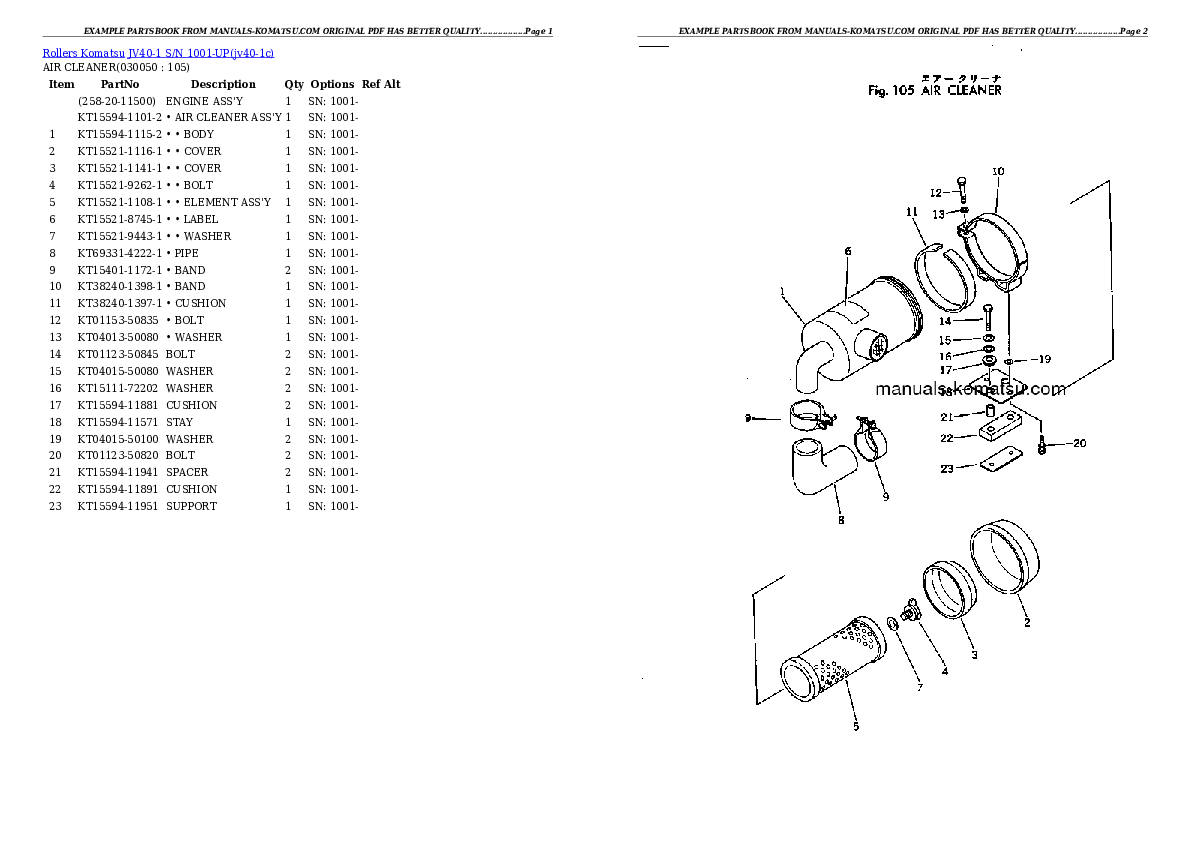 Protected: JV40-1 S/N 1001-UP Partsbook