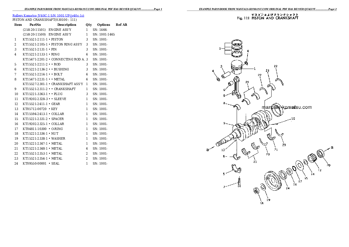 Protected: JV40C-1 S/N 1001-UP Partsbook