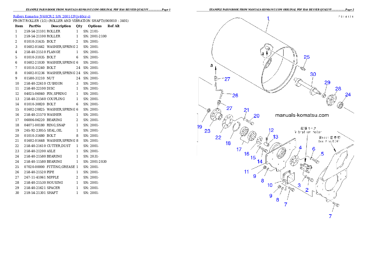 Protected: JV40CR-2 S/N 2001-UP Partsbook