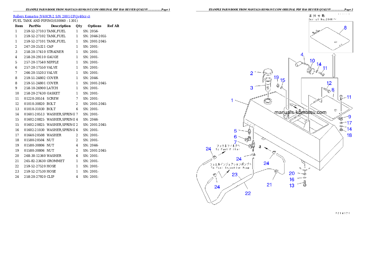 Protected: JV40CR-2 S/N 2001-UP Partsbook