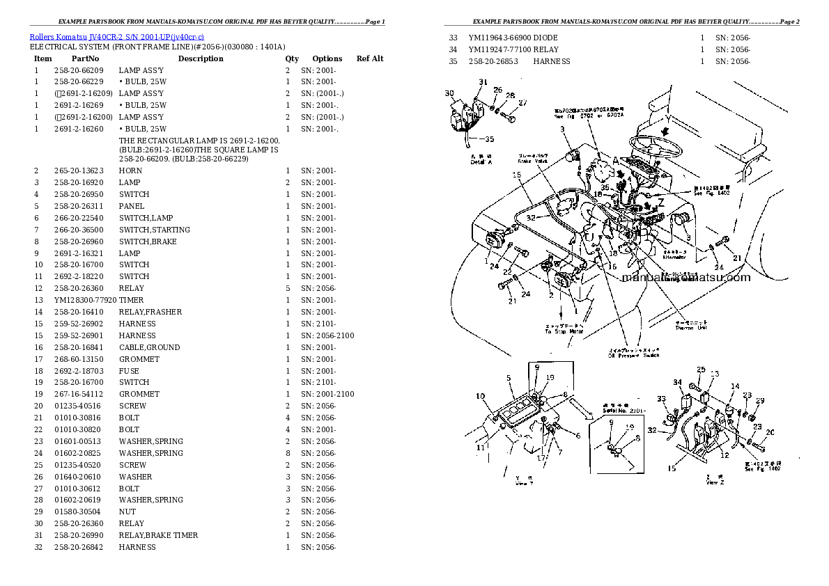 Protected: JV40CR-2 S/N 2001-UP Partsbook