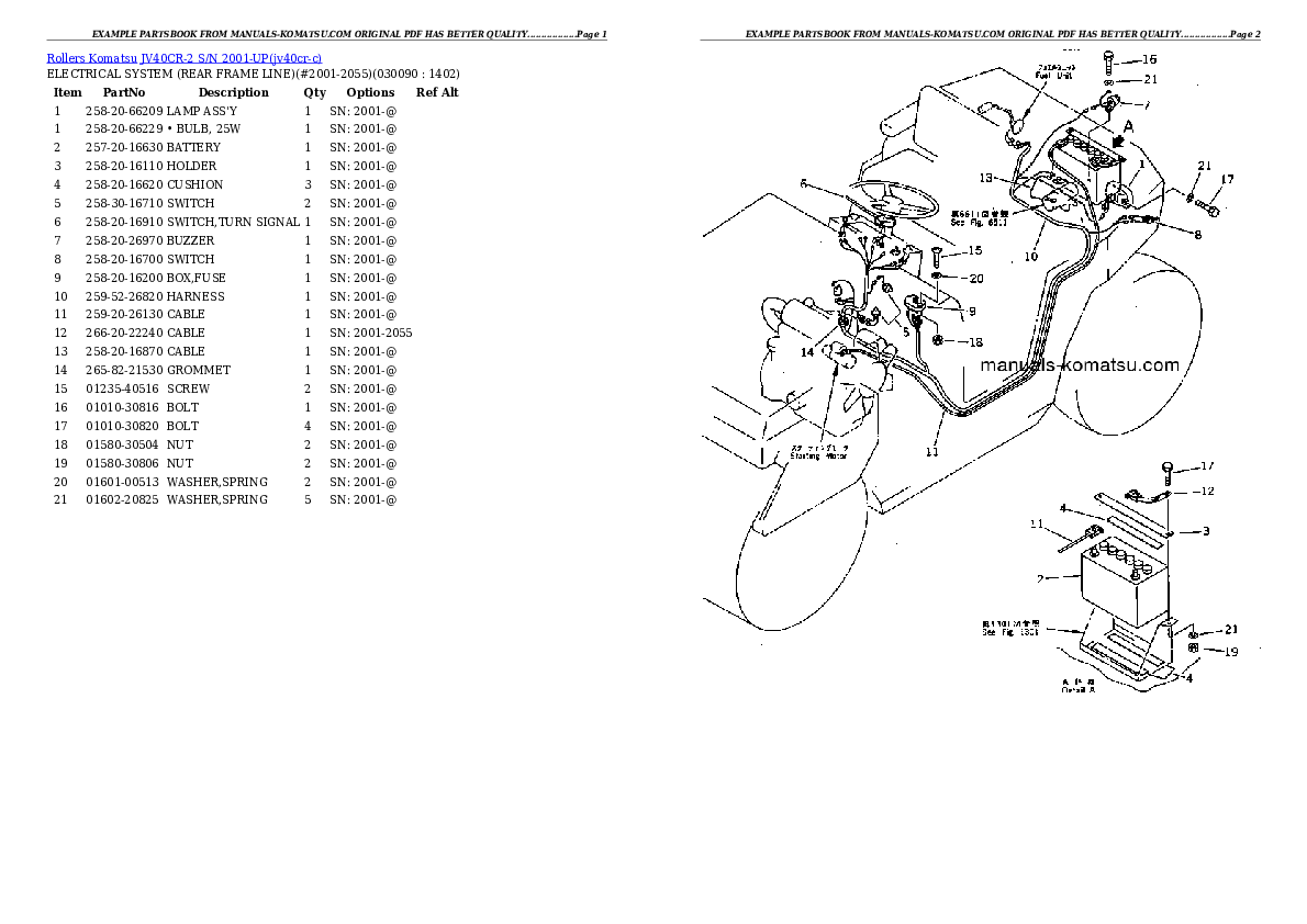 Protected: JV40CR-2 S/N 2001-UP Partsbook