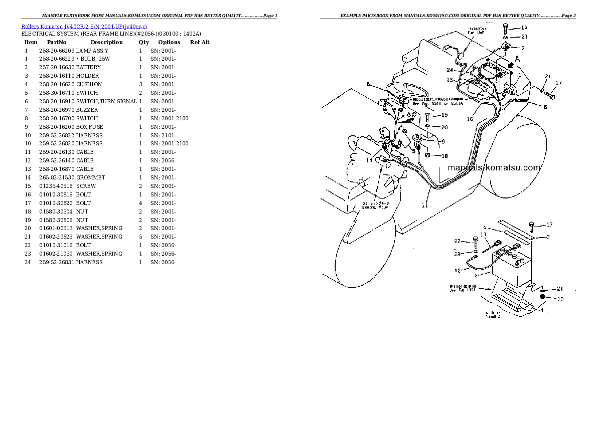 Protected: JV40CR-2 S/N 2001-UP Partsbook
