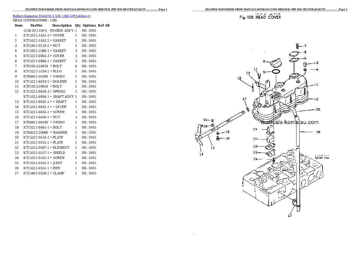 Protected: JV40CW-1 S/N 1001-UP Partsbook