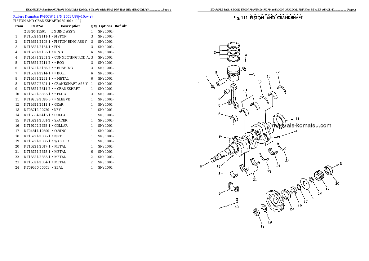 Protected: JV40CW-1 S/N 1001-UP Partsbook