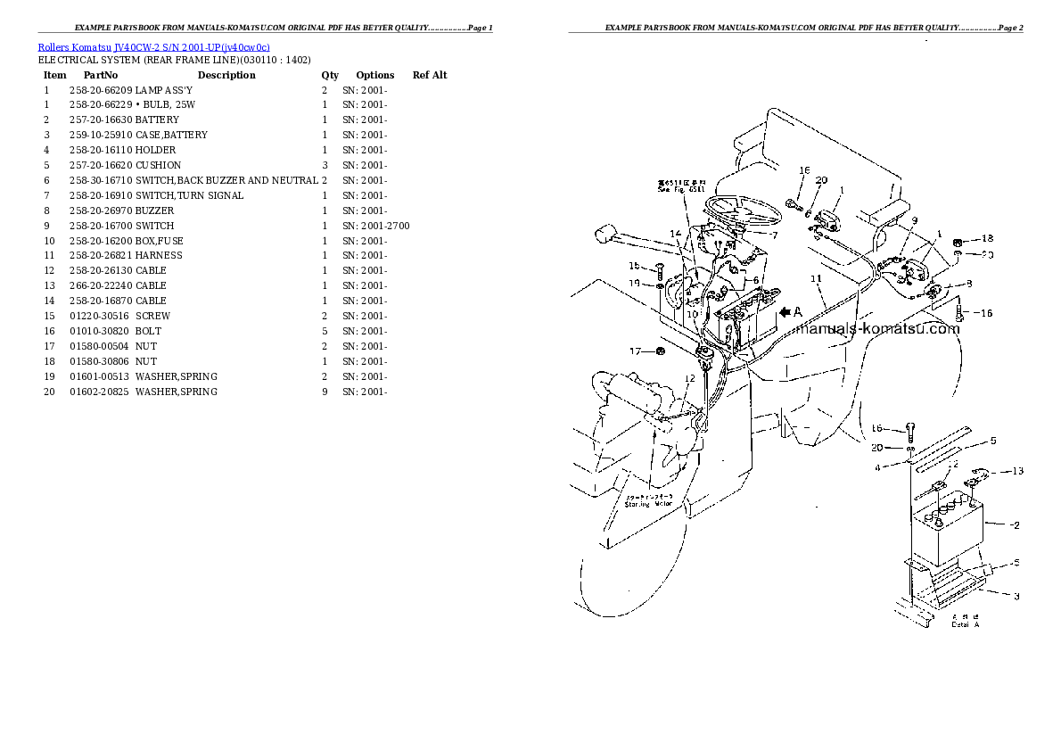 Protected: JV40CW-2 S/N 2001-UP Partsbook