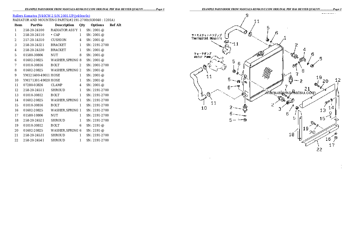 Protected: JV40CW-2 S/N 2001-UP Partsbook