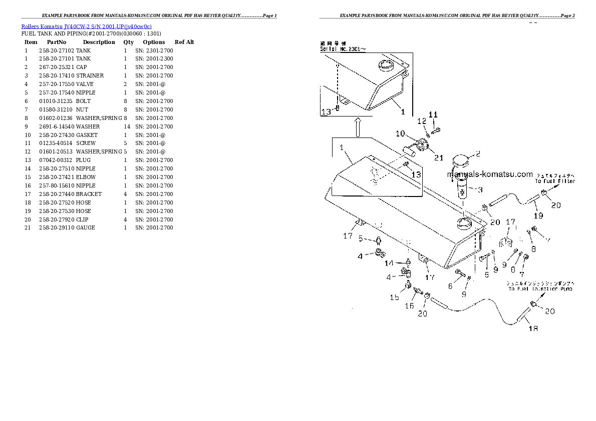 Protected: JV40CW-2 S/N 2001-UP Partsbook