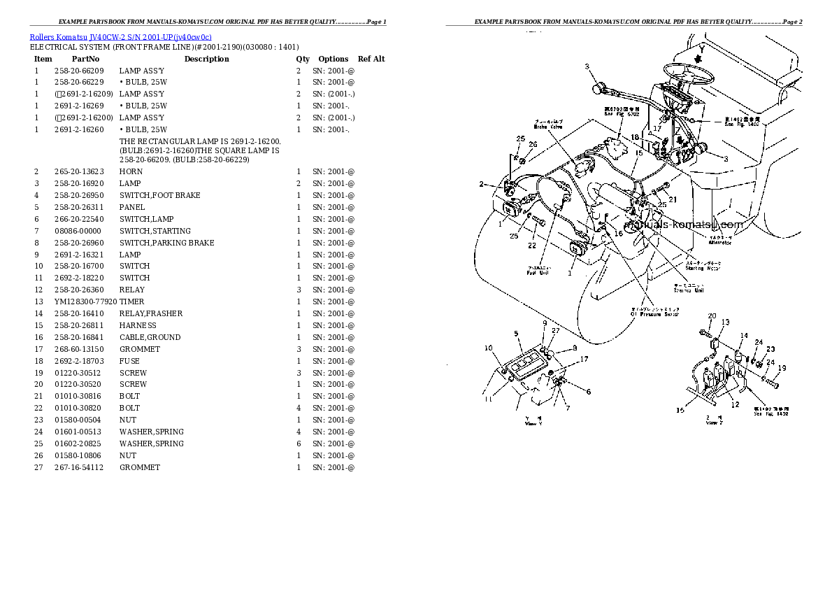 Protected: JV40CW-2 S/N 2001-UP Partsbook