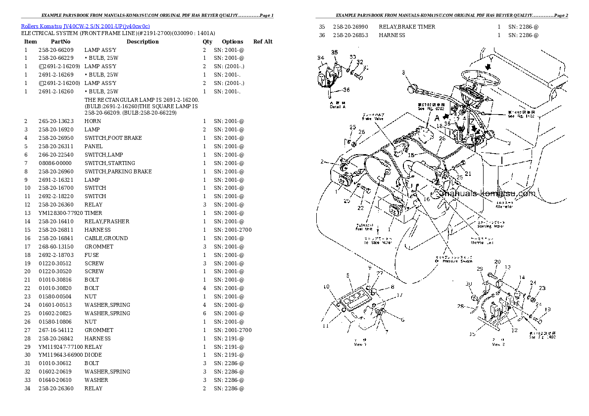 Protected: JV40CW-2 S/N 2001-UP Partsbook