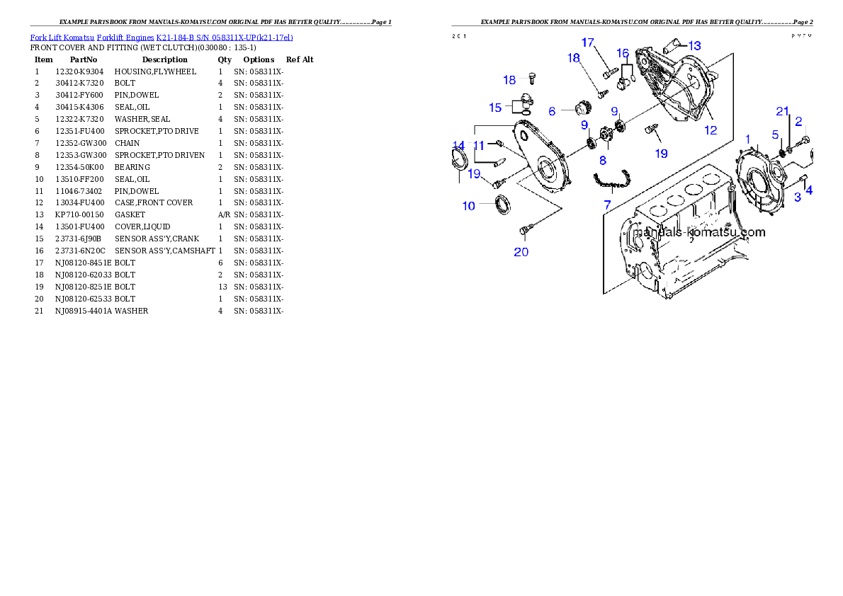 Protected: K21-184-B S/N 058311X-UP （ｳｪｯﾄｸﾗｯﾁ）（LPGｾﾝﾖｳ） Partsbook