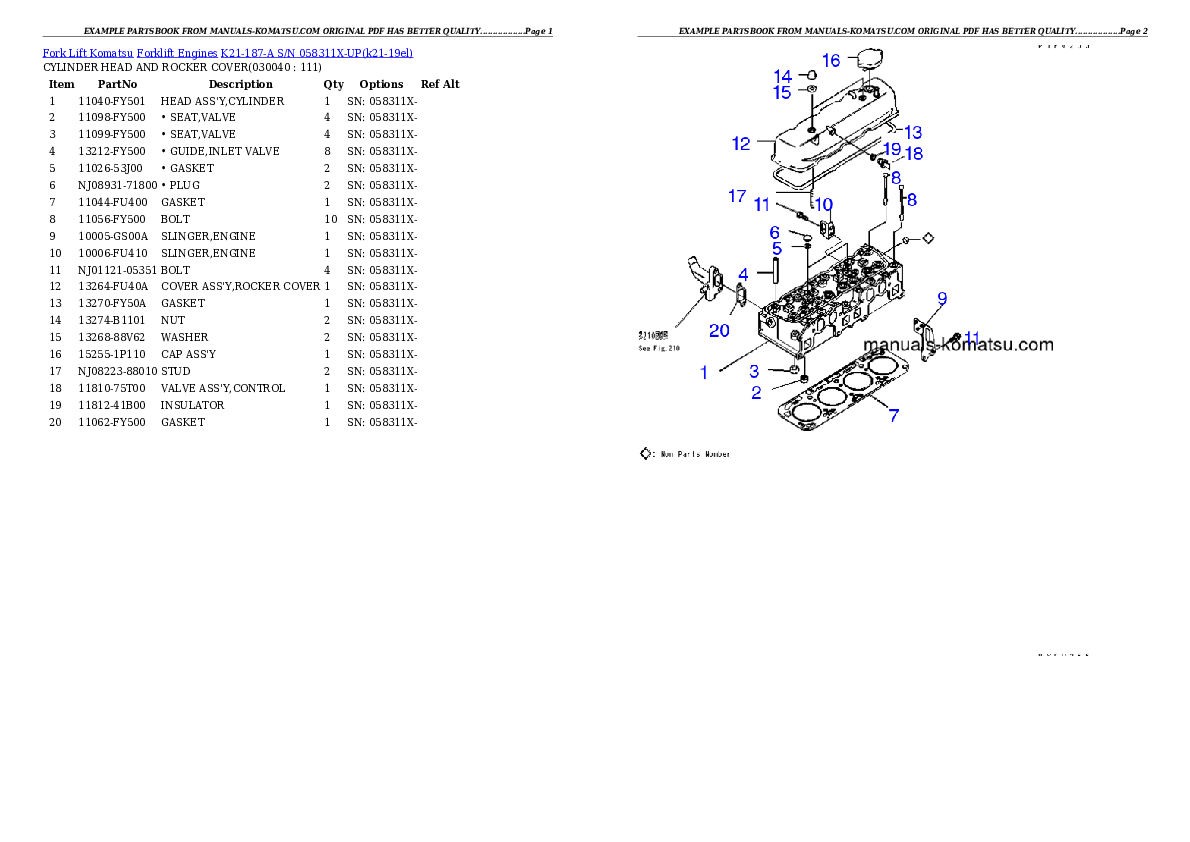 Protected: K21-187-A S/N 058311X-UP Partsbook