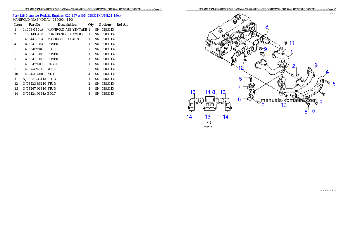 Protected: K21-187-A S/N 058311X-UP Partsbook