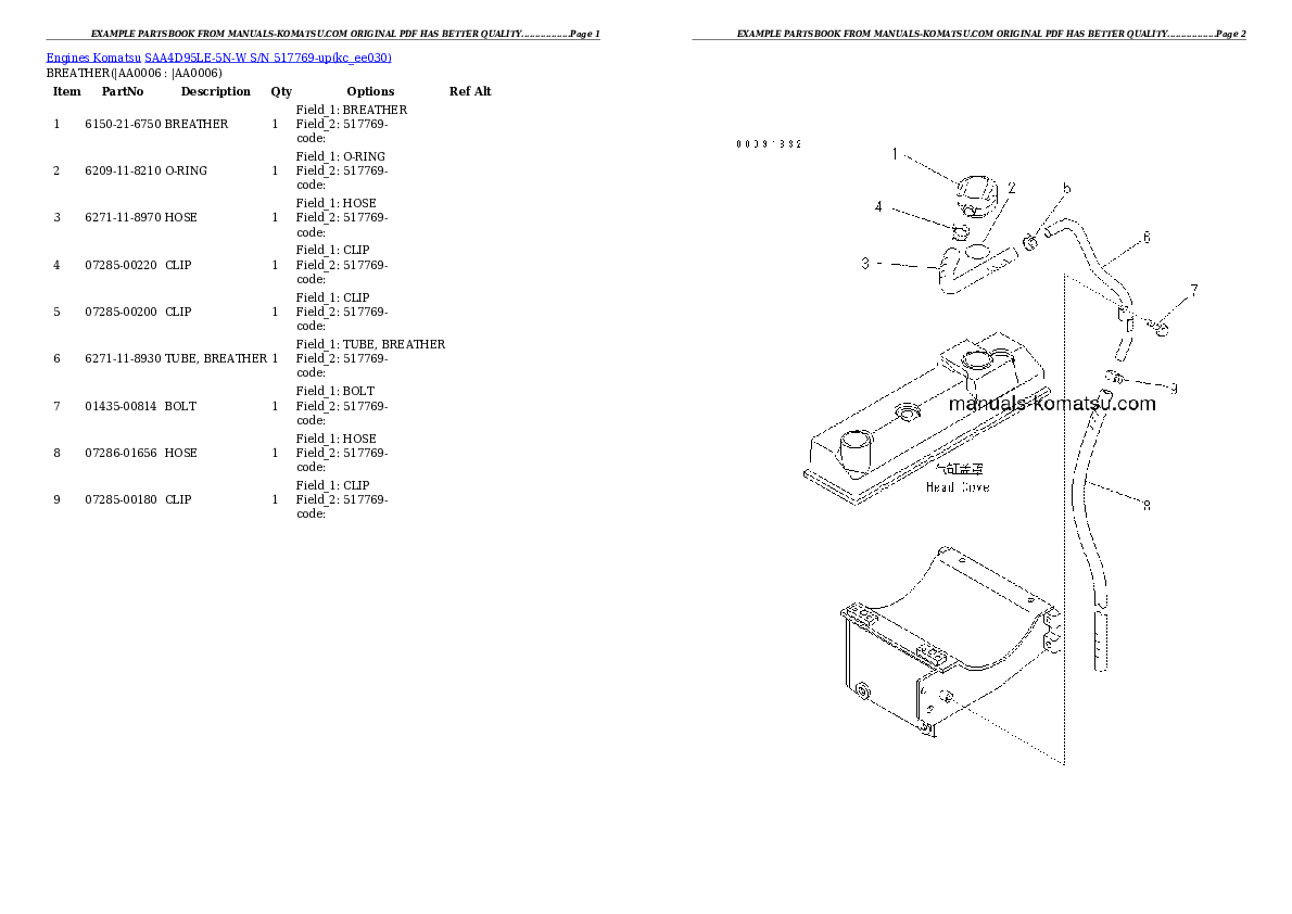 Protected: SAA4D95LE-5N-W S/N 517769-up Partsbook