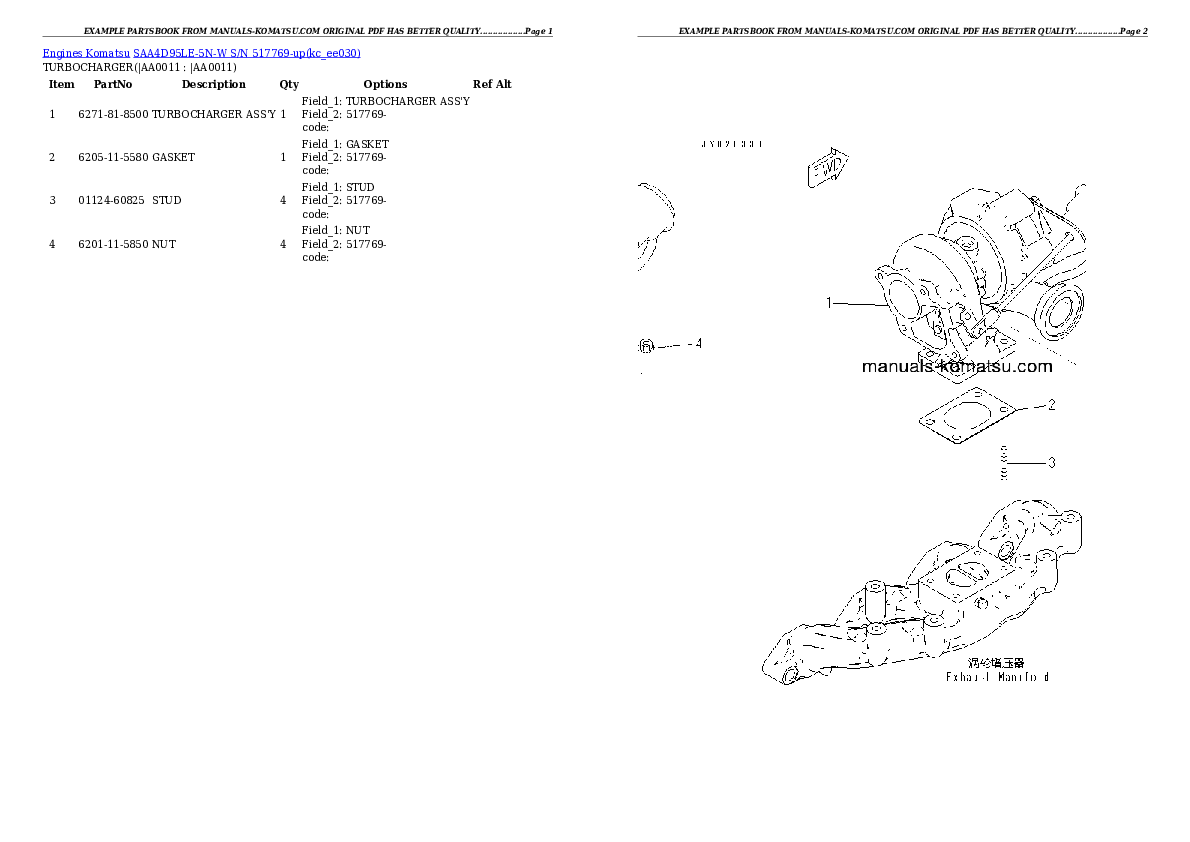 Protected: SAA4D95LE-5N-W S/N 517769-up Partsbook