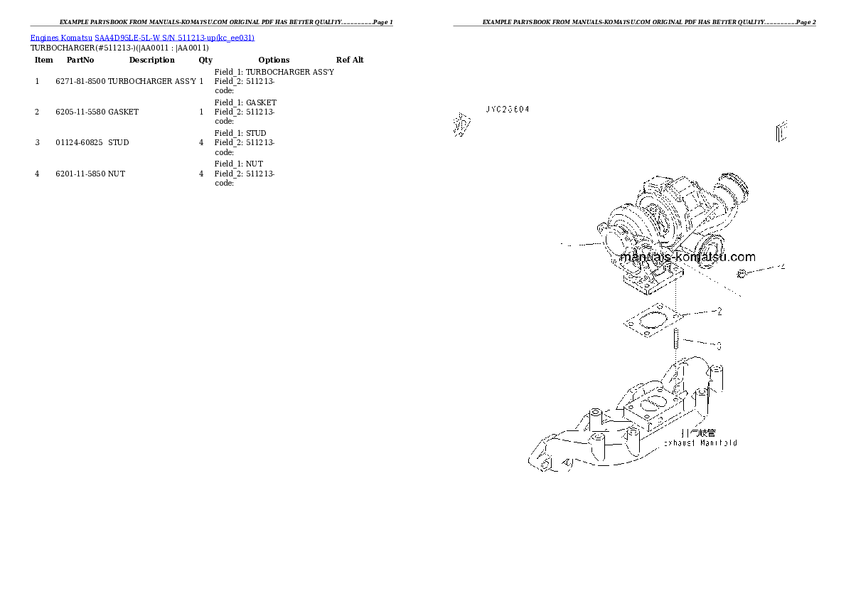 Protected: SAA4D95LE-5L-W S/N 511213-up Partsbook