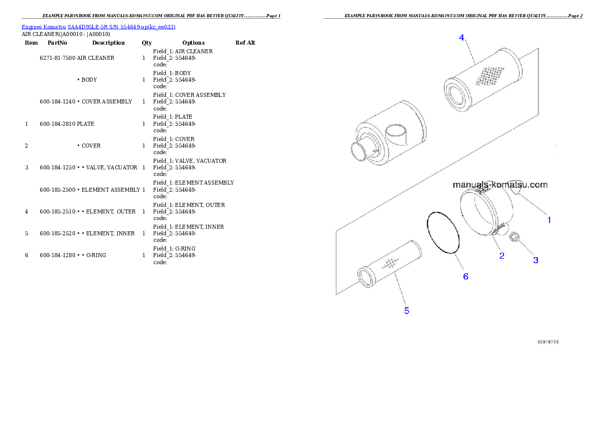 Protected: SAA4D95LE-5R S/N 554649-up Partsbook