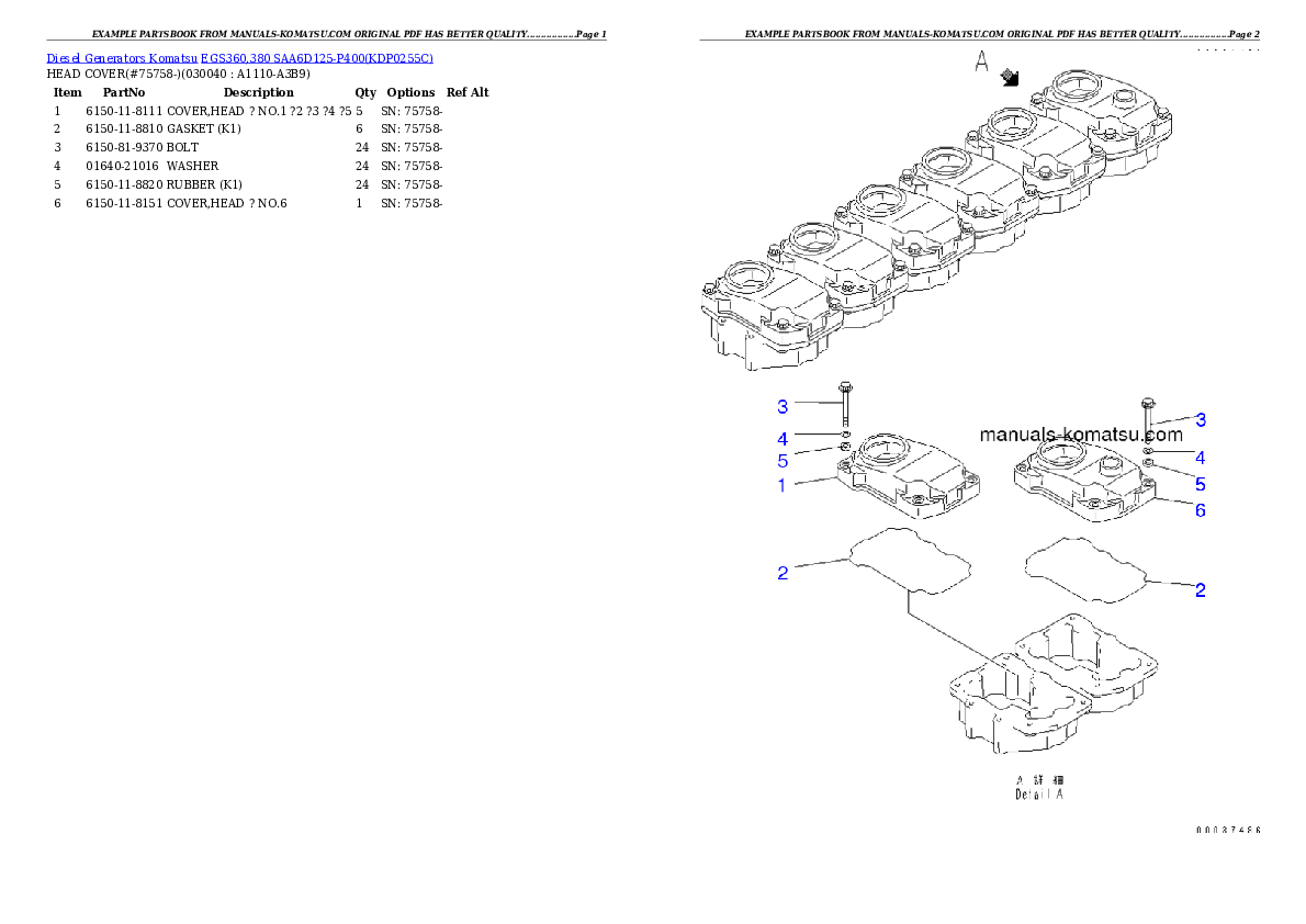 Protected: EGS360,380 SAA6D125-P400 Partsbook