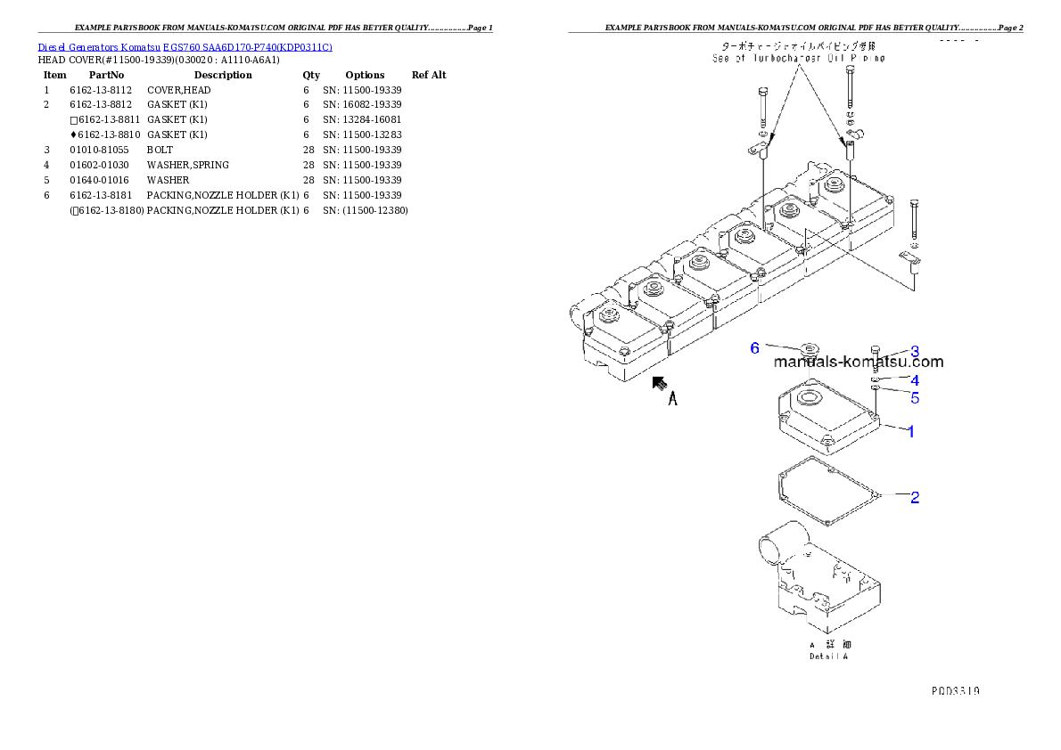 EGS760       SAA6D170-P740 Partsbook