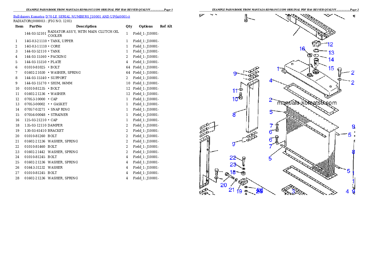 D70-LE SERIAL NUMBERS J10001 AND UP Partsbook