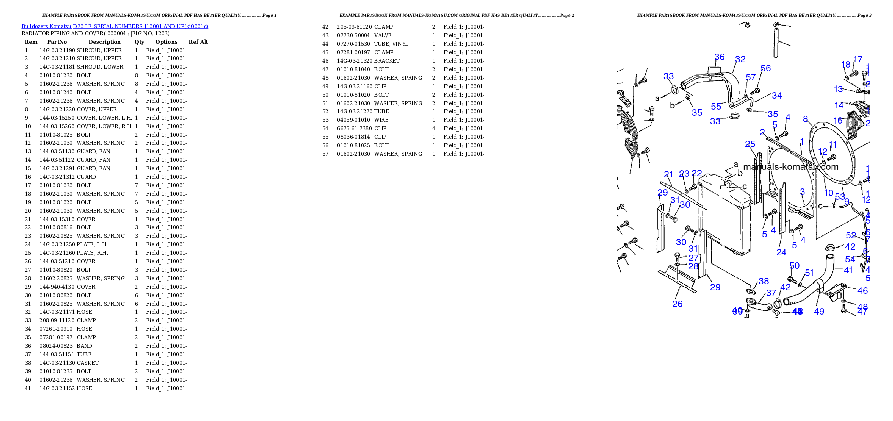 D70-LE SERIAL NUMBERS J10001 AND UP Partsbook