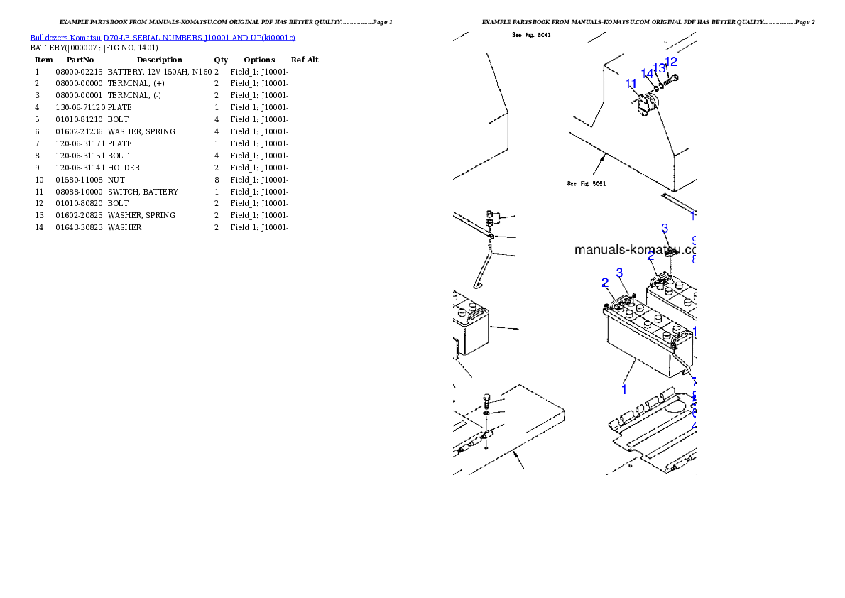Protected: D70-LE SERIAL NUMBERS J10001 AND UP Partsbook