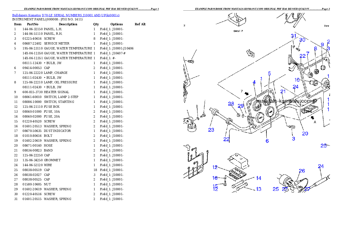 Protected: D70-LE SERIAL NUMBERS J10001 AND UP Partsbook