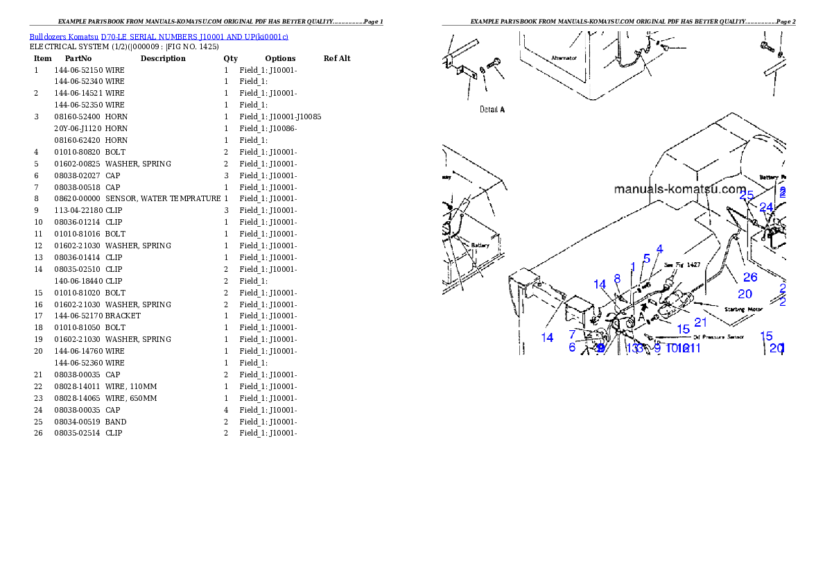 Protected: D70-LE SERIAL NUMBERS J10001 AND UP Partsbook