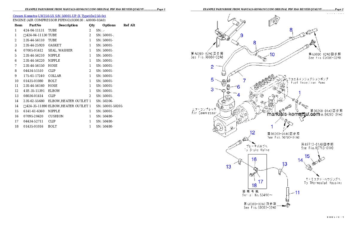 LW250-5X S/N 50001-UP (X Type) Partsbook