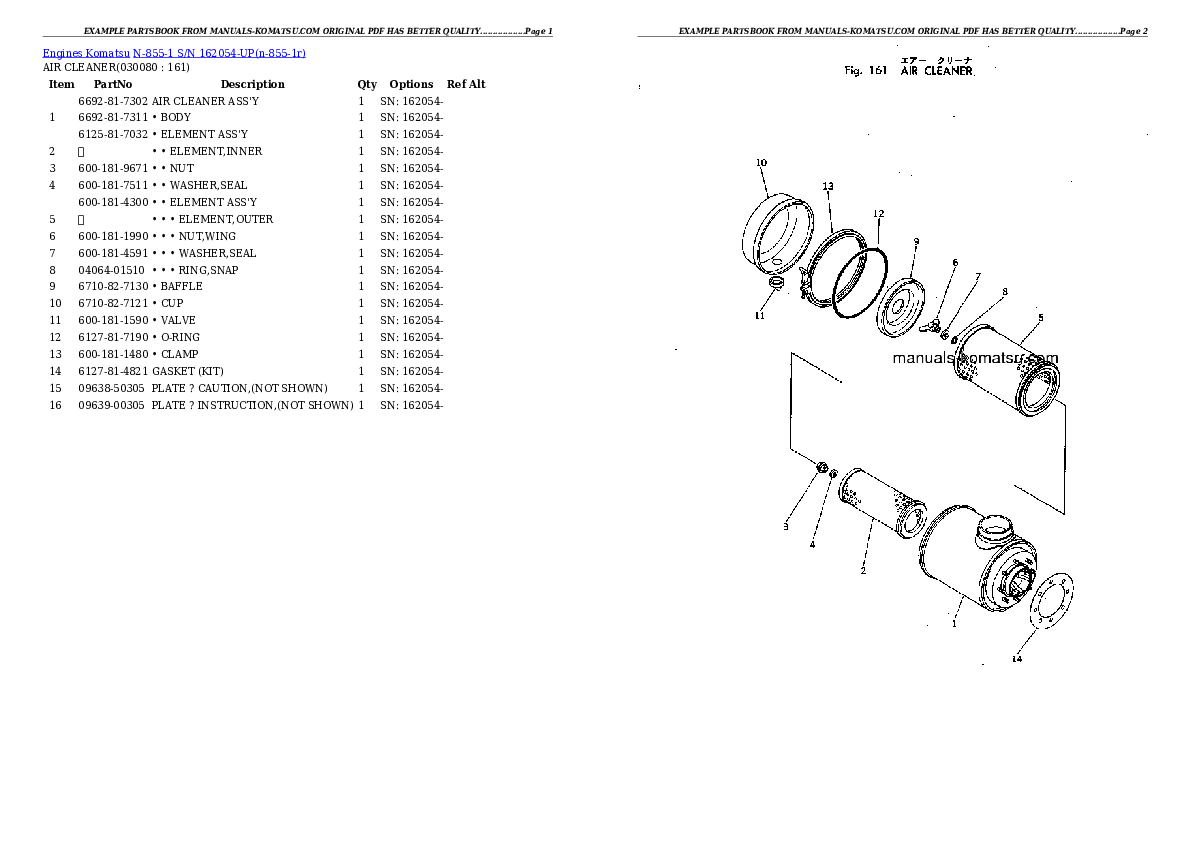 Protected: N-855-1 S/N 162054-UP Partsbook