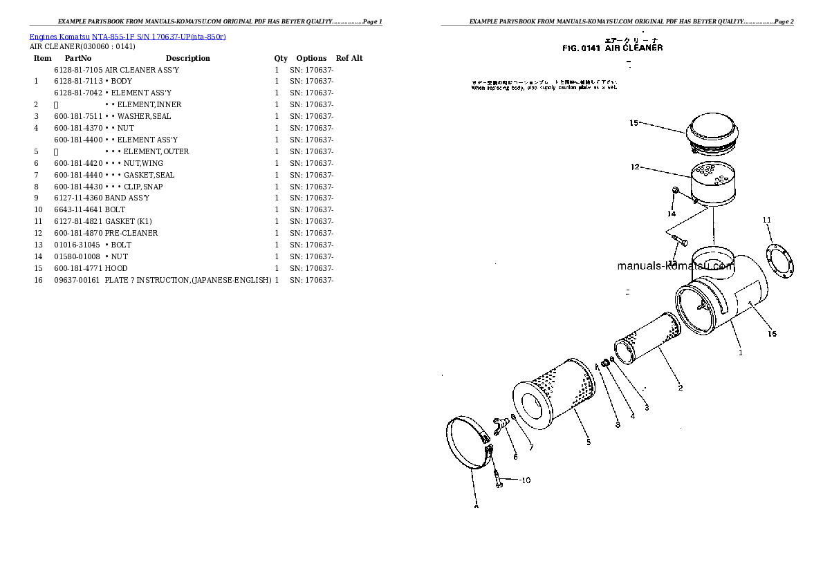 Protected: NTA-855-1F S/N 170637-UP Partsbook